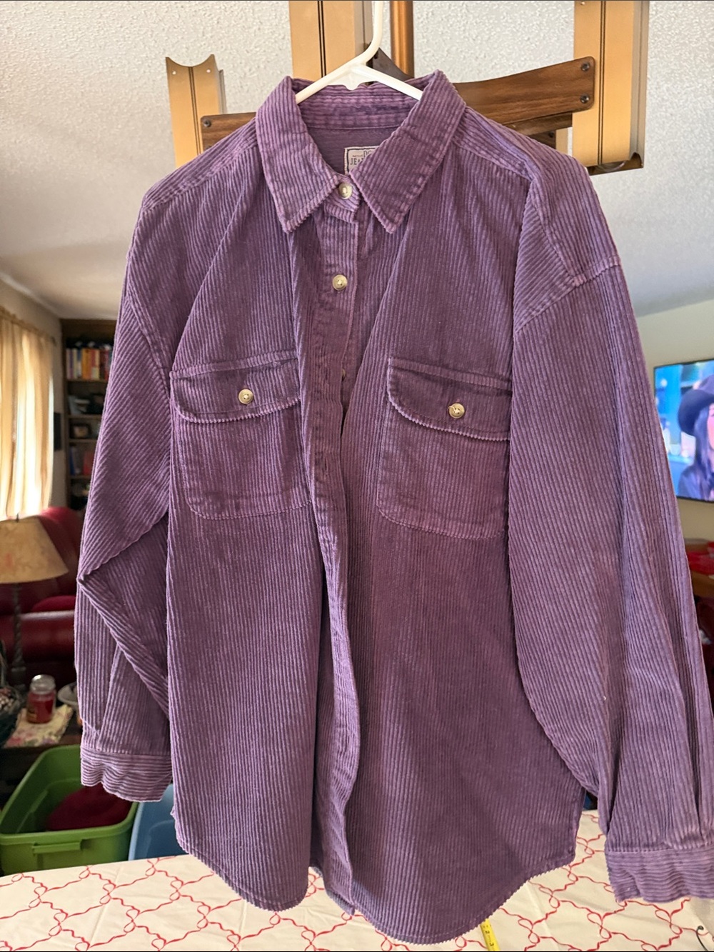DC Purple Corduroy Button-Down Shirt, beautiful color, like new